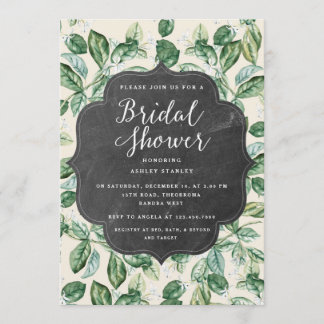 Vintage Leaves Chalkboard Bridal Shower Invitation