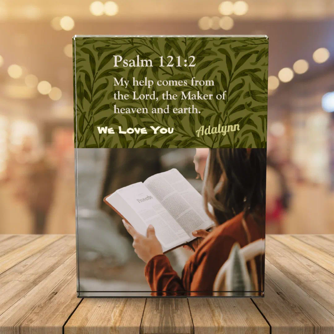 Vintage Leaves Christian Gifts for Women Green Photo Block (Christian Gifts for Women)