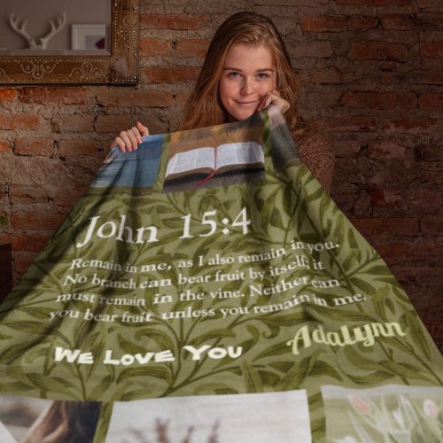 Vintage Leaves Christian Gifts for Women Green Sherpa Blanket