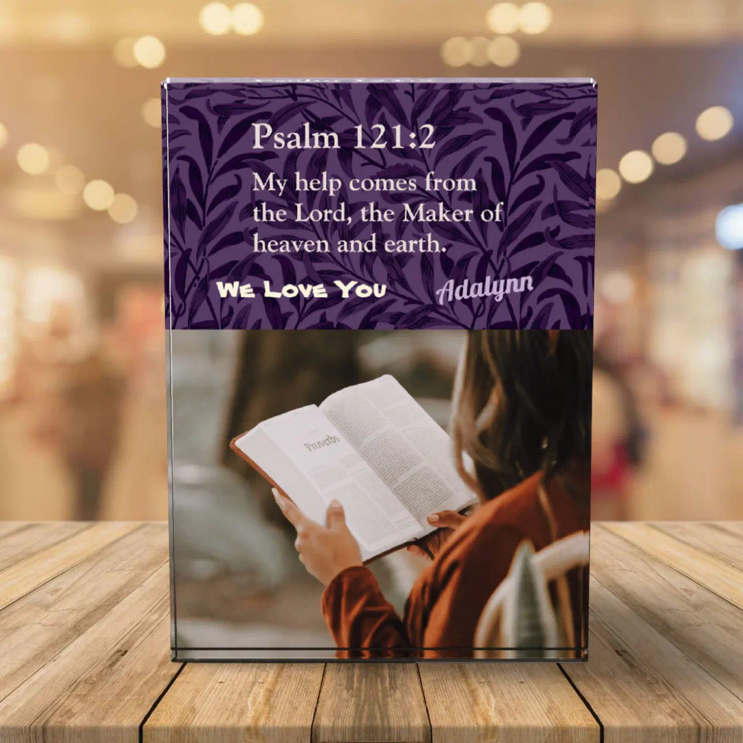Vintage Leaves Christian Gifts for Women Violet Photo Block (Christian Gifts for Women)