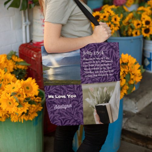 Vintage Leaves Christian Gifts for Women Violet Tote Bag