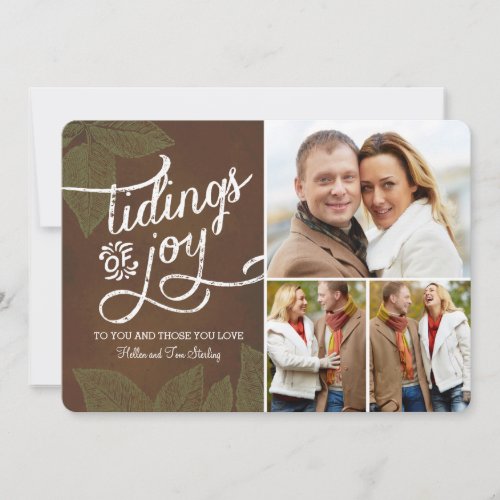 Vintage Leaves Holiday Photo Card