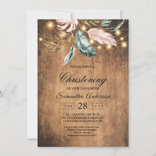 Vintage Leaves Pastel Pink  Green Watercolor Invi Invitation