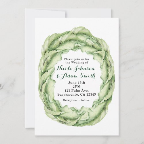 Vintage Leaves Tropical Chic Wedding Invitations