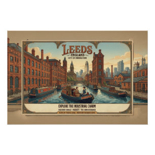 Vintage Leeds England Travel Poster