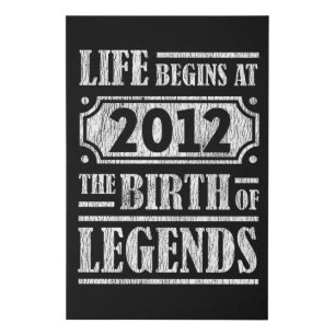Vintage Legend Born in 2012 Vintage Birthday Gift Faux Canvas Print