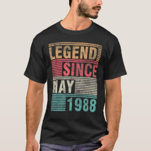 Vintage Legend Since May 1988 Happy Birthday 34 Ye T-Shirt