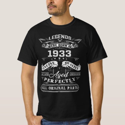 Vintage Legend Were Born In 1933  1933 Happy Birt T_Shirt