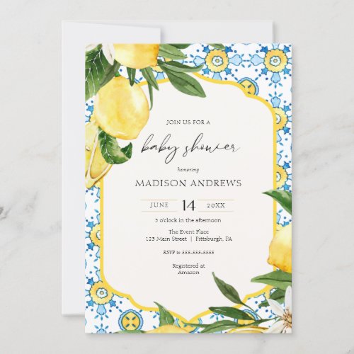 Vintage Lemon Baby Shower Invitation