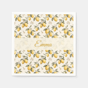Vintage Lemon Blossom – Elegant Botanical Citrus Napkins