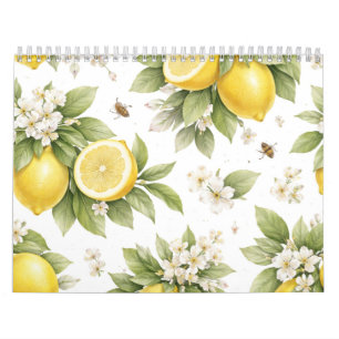 Vintage Lemon Blossom Pattern   Cottagecore Citrus Calendar