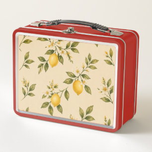 Vintage Lemon Botanical Cream Lunch Box