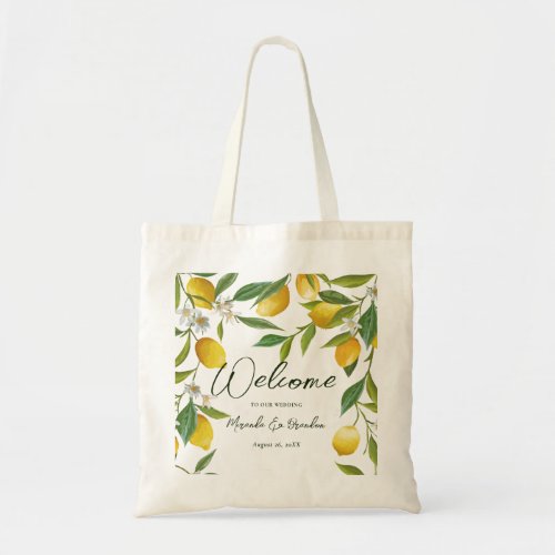 Vintage Lemon Branch Boho Wedding Favor Tote Bag