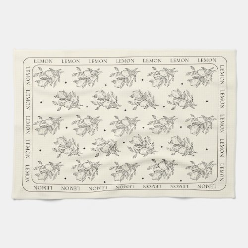 Vintage lemon branch pattern Kitchen Towel