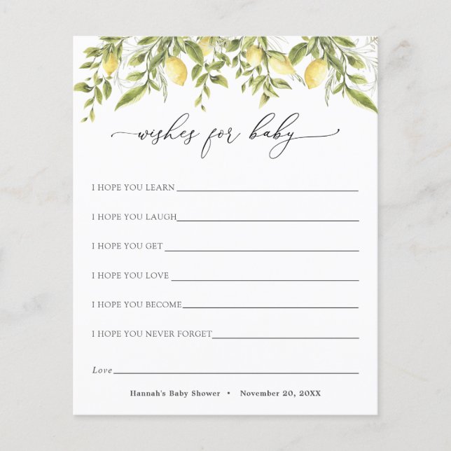 Vintage Lemon Branches Wishes for Baby Card (Front)