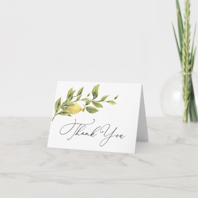 Vintage Lemon Bridal Shower Thank You Note Card (Front)