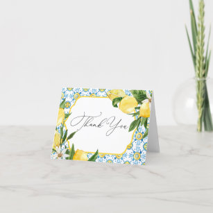 Vintage Lemon Bridal Shower Thank You Note Card