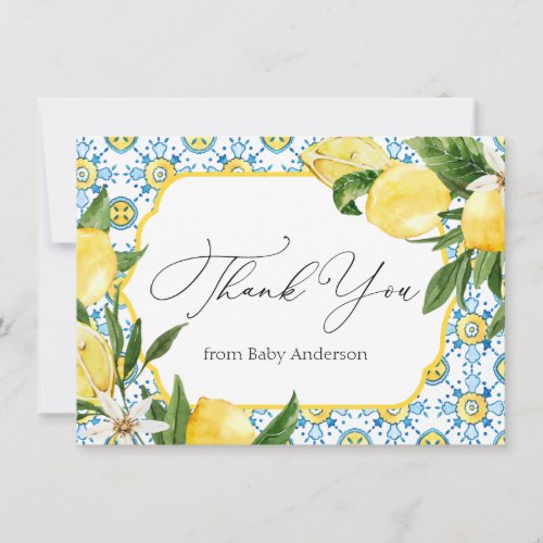 Vintage Lemon Bridal Shower Thank You Note Card