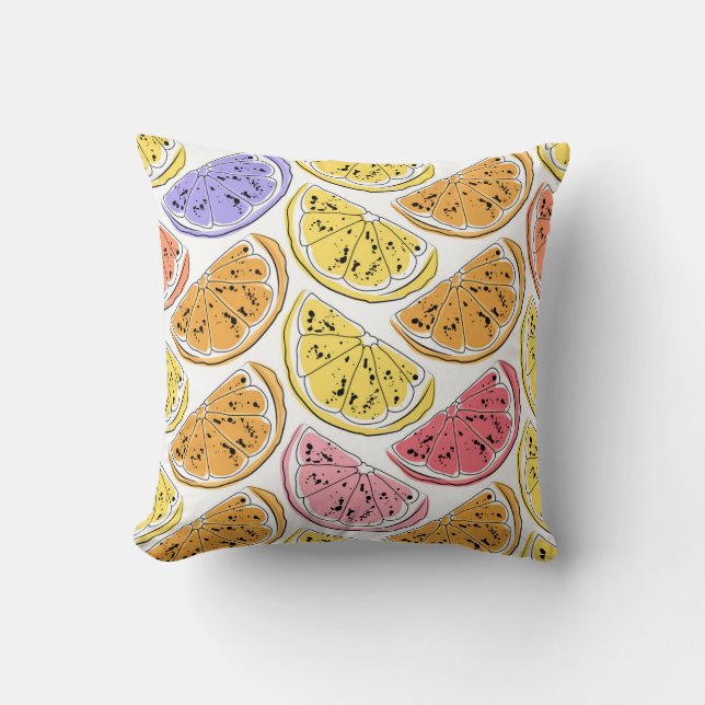Vintage Lemon Citrus Summer Texture Throw Pillow (Front)