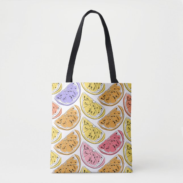 Vintage Lemon Citrus Summer Texture Tote Bag (Front)