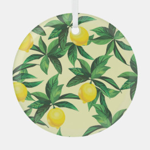 Vintage lemon, decorative seamless pattern glass ornament