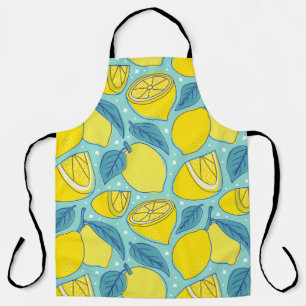 Vintage lemon fresh tropical fruit seamless patter apron