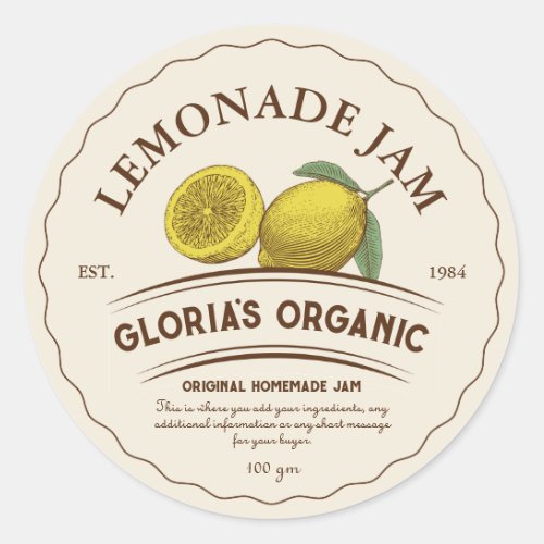 Vintage Lemon Fruit Lemonade Jam Food Label