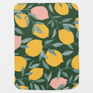 Vintage Lemon Fruit Seamless Pattern Baby Blanket