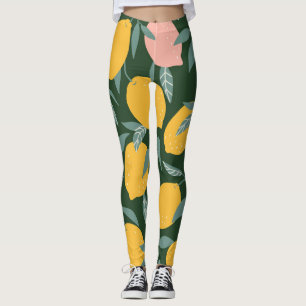 Vintage Lemon Fruit Seamless Pattern Leggings