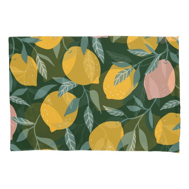 Vintage Lemon Fruit Seamless Pattern Pillow Case (Front)
