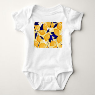 Vintage lemon fruits: food pattern. baby bodysuit