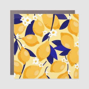 Vintage lemon fruits: food pattern. car magnet