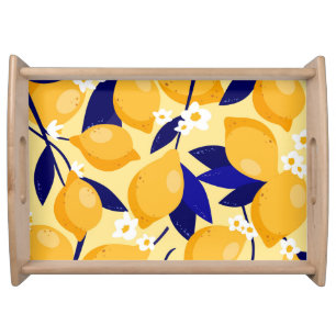 Vintage lemon fruits: food pattern. serving tray