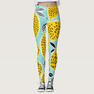 Vintage Lemon: Hand-Drawn Seamless Pattern Leggings