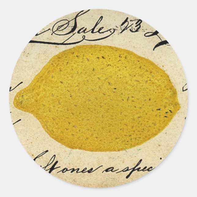 Vintage Lemon Handwritten Postcard Advertisement Classic Round Sticker (Front)