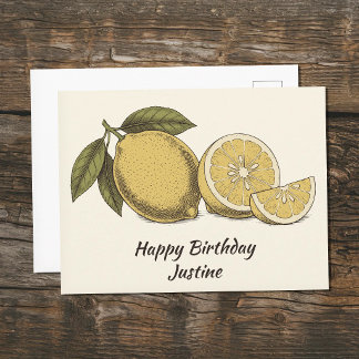 Vintage Lemon Illustration Postcard