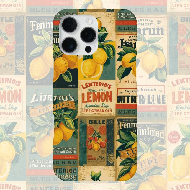 Vintage Lemon Label  – Retro Citrus Fruit  iPhone Case (Creator Uploaded)