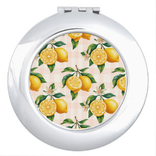 Vintage Lemon Pattern Cute Compact Mirror