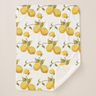 Vintage lemon pattern sherpa blanket