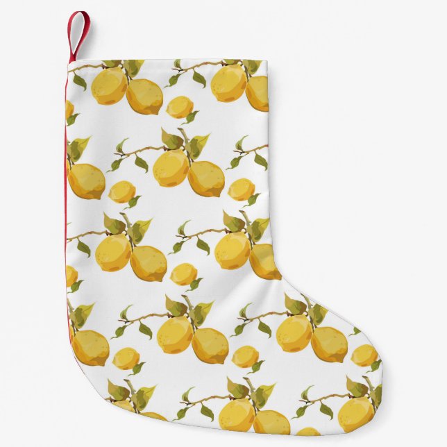 Vintage lemon pattern small christmas stocking (Front)