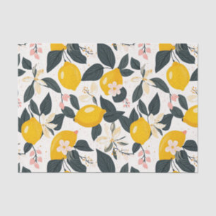 Vintage Lemon & Pink Blossom Pattern Tissue Paper