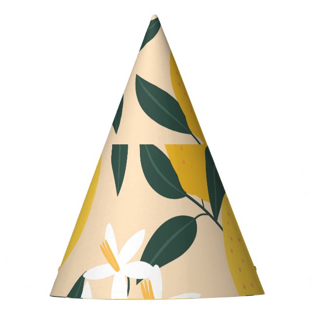 Vintage Lemon: Seamless Fruit Texture. Party Hat (Front)