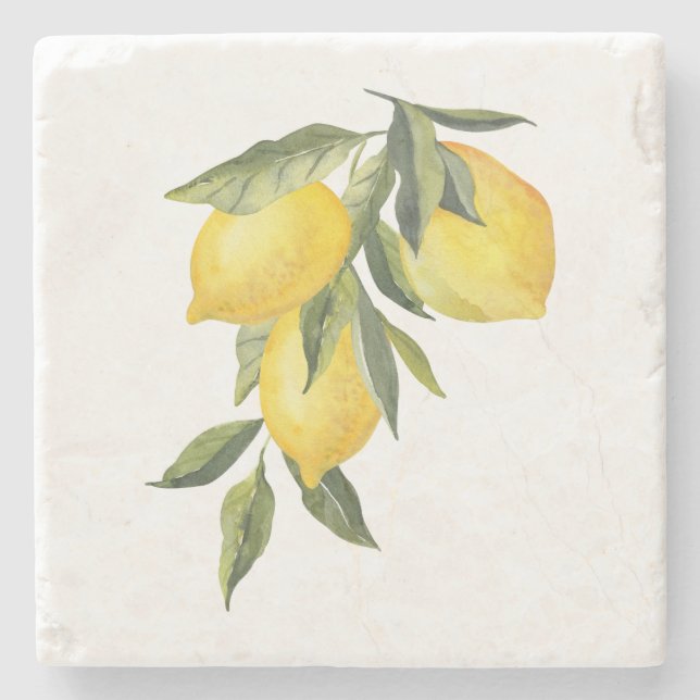 Vintage Lemon Stone Coaster  (Front)