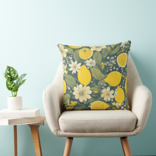 Vintage lemon throw pillow
