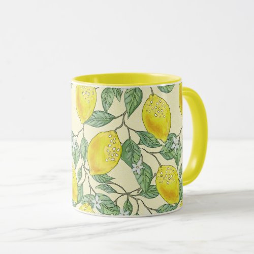 Vintage Lemon Tree Citrus Fruit Pattern  Mug