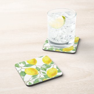 Vintage Lemon Tree Hard Plastic Coaster / Set of 6