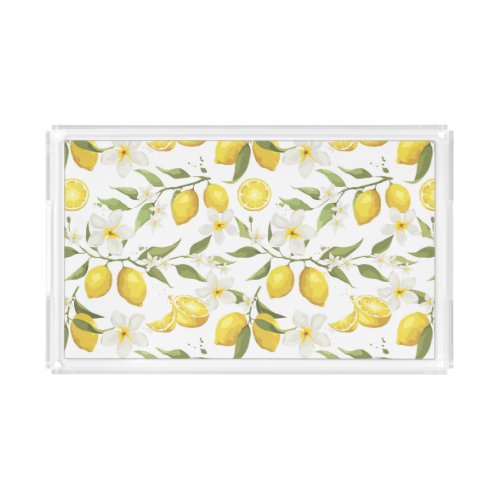 Vintage Lemon Tree Pattern Acrylic Tray