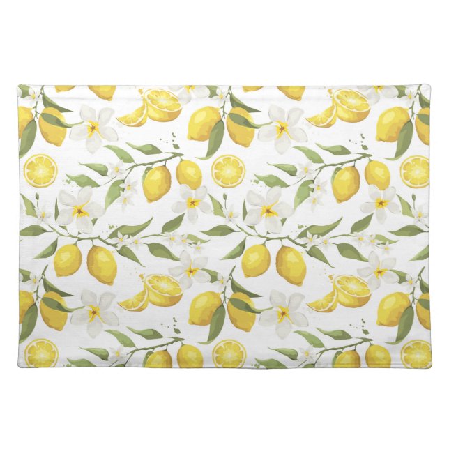 Vintage Lemon Tree Pattern Cloth Placemat (Front)