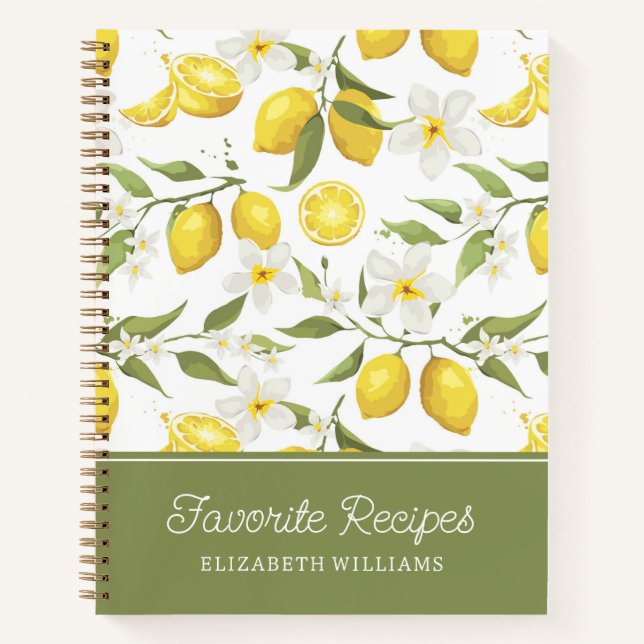 Vintage Lemon Tree Pattern | Favorite Recipes Notebook (Front)