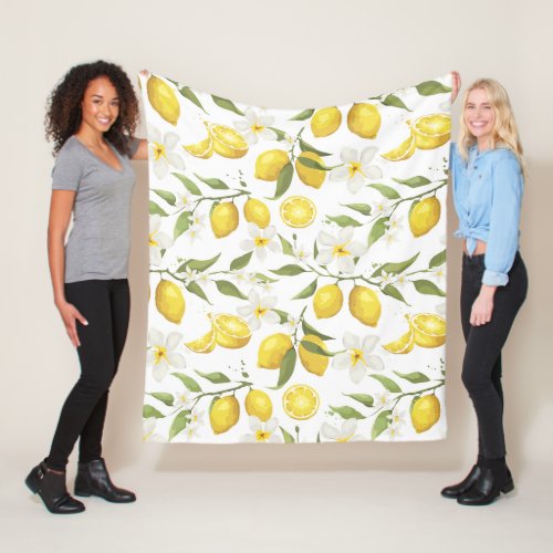 Vintage Lemon Tree Pattern Fleece Blanket